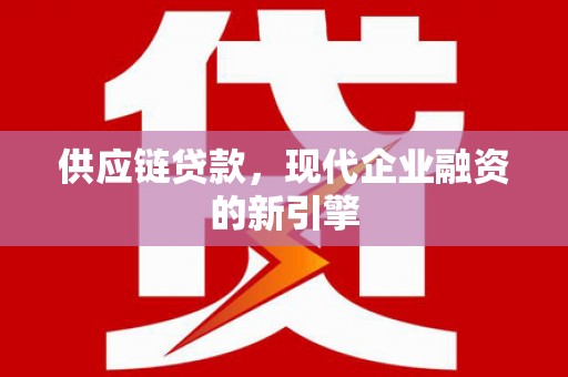 卢氏供应链贷款，现代企业融资的新引擎