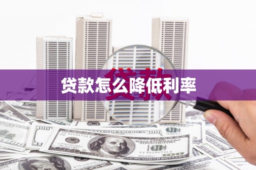 卢氏贷款怎么降低利率