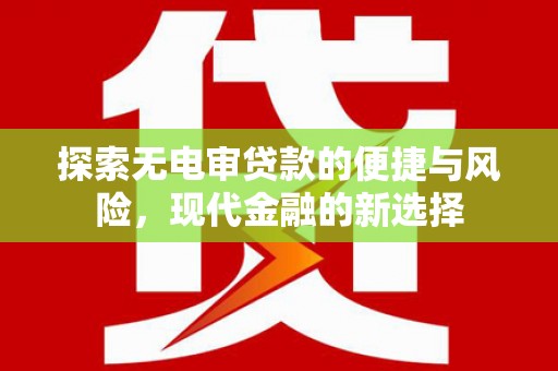 卢氏探索无电审贷款的便捷与风险，现代金融的新选择