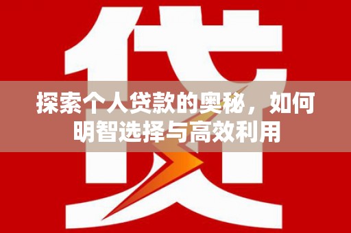 卢氏探索个人贷款的奥秘，如何明智选择与高效利用