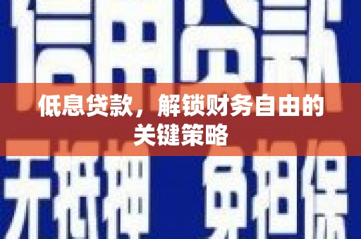 卢氏低息贷款，解锁财务自由的关键策略